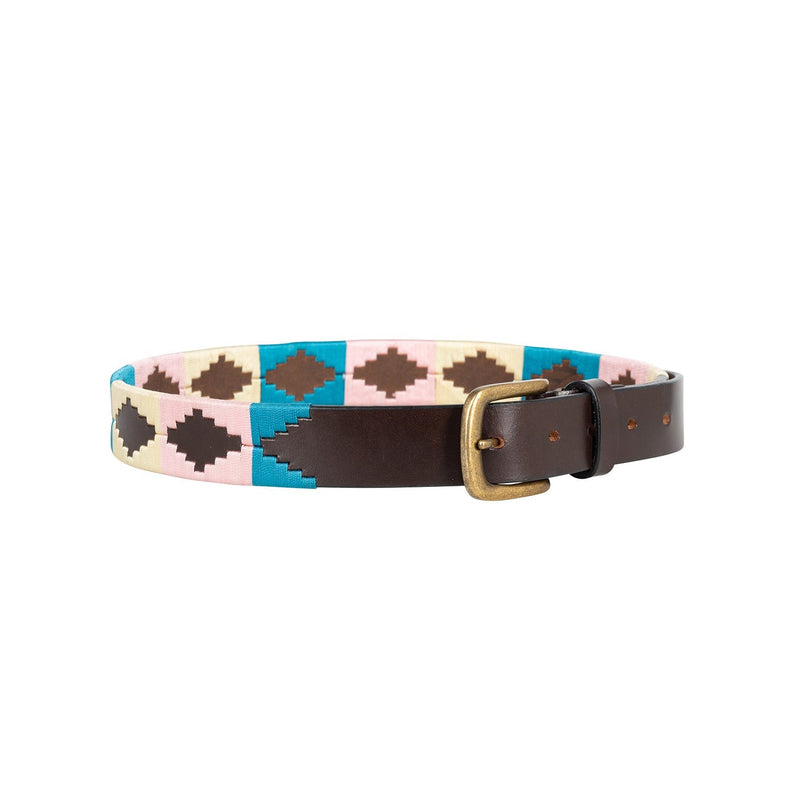 Load image into Gallery viewer, Benji &amp; Flo Sublime Polo Leather Dog Collar Blue/Pnk/Vanilla - Ashurst Equestrian &amp; Country
