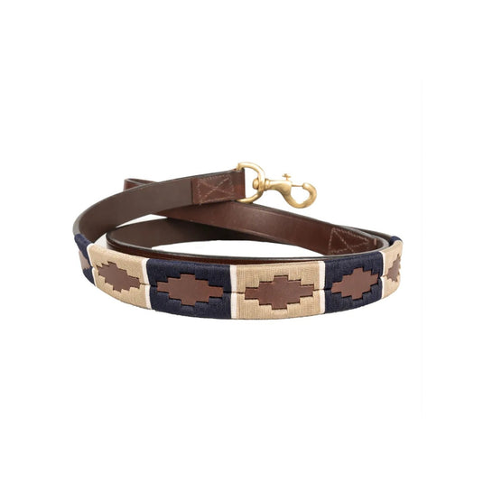 Benji & Flow Sublime Polo Leather Dog Lead Navy/Fossil - Ashurst Equestrian & Country