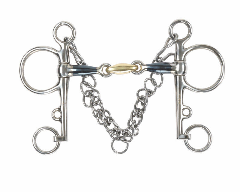 Load image into Gallery viewer, Blue Sweet Iron Pelham with Brass Lozenge - Ashurst Equestrian &amp; Country
