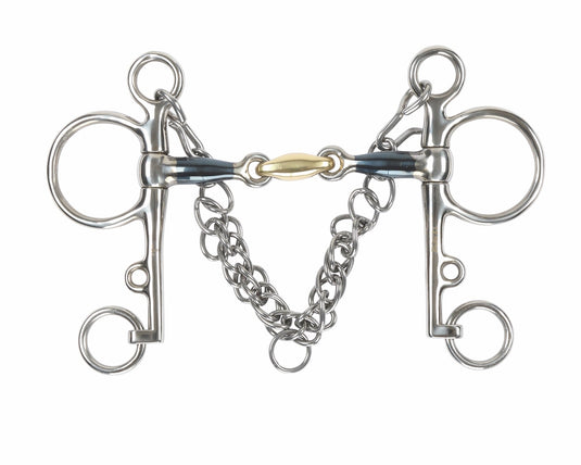 Blue Sweet Iron Pelham with Brass Lozenge - Ashurst Equestrian & Country