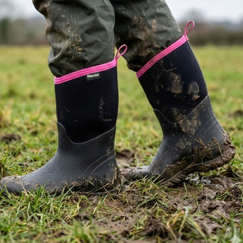 Load image into Gallery viewer, Brogini Wb145 Keswick Ladies Muck Boots Black/Pink - Ashurst Equestrian &amp; Country

