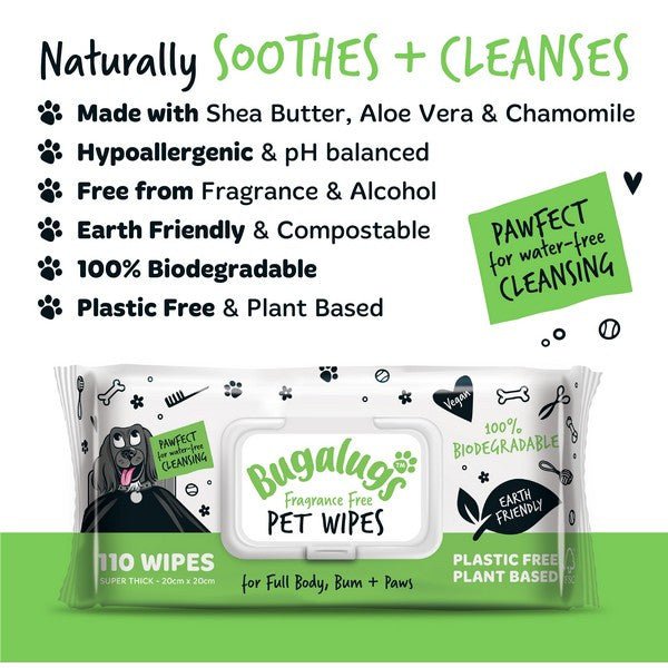Load image into Gallery viewer, Bugalugs Biodegradable Wipes Fragrance Free 930g 110 wipes - Ashurst Equestrian &amp; Country

