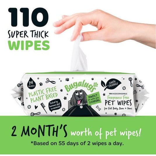 Bugalugs Biodegradable Wipes Fragrance Free 930g 110 wipes - Ashurst Equestrian & Country