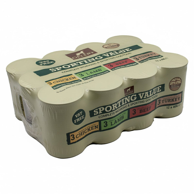 Load image into Gallery viewer, Gelert Sporting Mixed Variety Value Wet Dog Food Tins 12 x 400g
