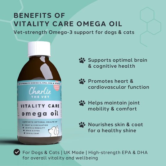 Charlie The Vet Vitality Care Omega Oil 250ml - Ashurst Equestrian & Country