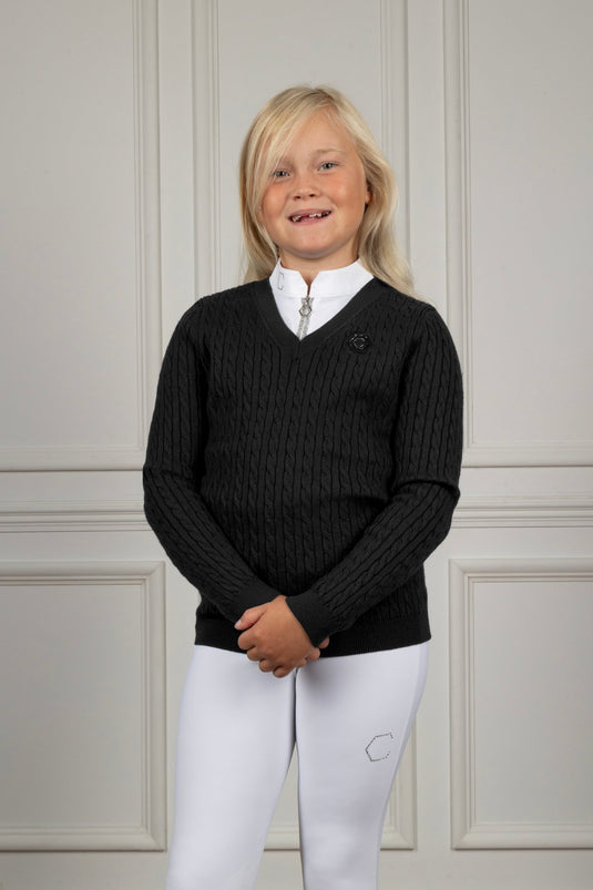 Coldstream Next Generation Clarkston Knitted V - Neck Jumper - Black - 5 - 6 Years - Ashurst Equestrian & Country