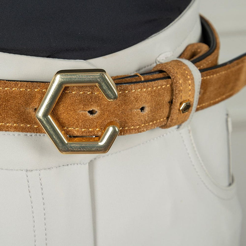 Load image into Gallery viewer, Coldstream Roxburgh Suede Belt Tan/Gold - Ashurst Equestrian &amp; Country
