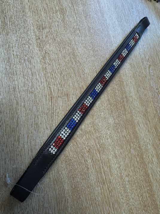 Collegiate 3 Row (4 column) Union Jack Diamante Browband - Ashurst Equestrian & Country