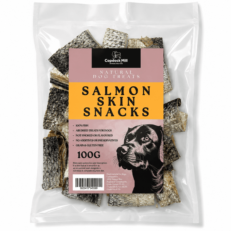 Load image into Gallery viewer, Copdock Mill Salmon Skin Snacks 100g - Ashurst Equestrian &amp; Country
