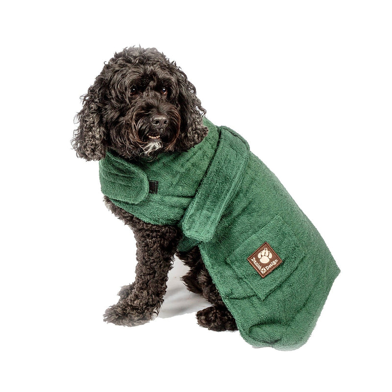 Load image into Gallery viewer, Danish Design Dog Robe Towelling Green - Ashurst Equestrian &amp; Country
