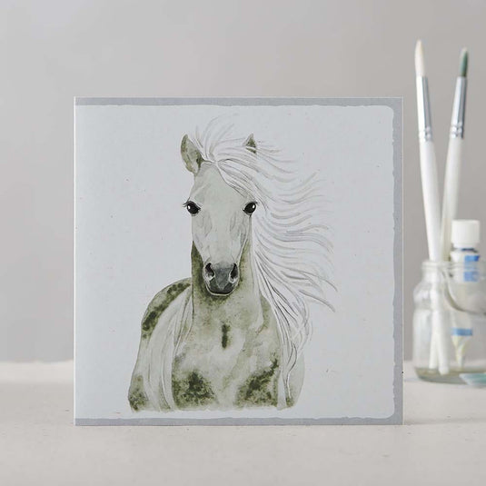 Deckled Edge Black Opal Watercolour Horse - Ashurst Equestrian & Country