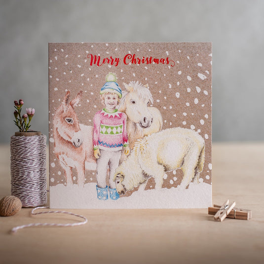 Deckled Edge Christmas Card Merry Christmas - Ashurst Equestrian & Country