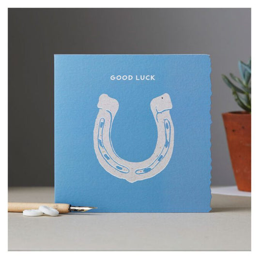 Deckled Edge Colour Block Pony Card Good Luck Horseshoe - Ashurst Equestrian & Country
