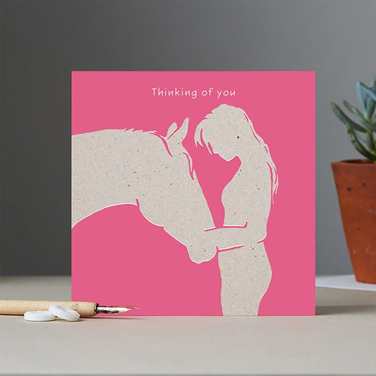 Deckled Edge Colour Block Pony Card Thinking Of You - Ashurst Equestrian & Country