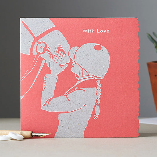 Deckled Edge Colour Block Pony Card With Love - Ashurst Equestrian & Country