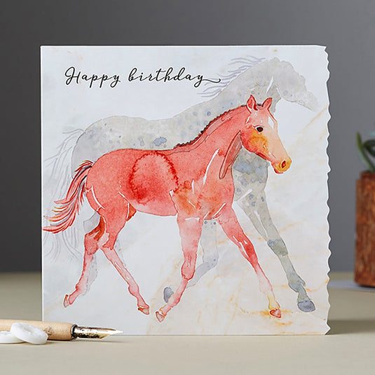 Deckled Edge Fanciful Dolomite Card Happy Birthday Foal - Ashurst Equestrian & Country