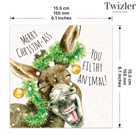 Donkey Filthy Animal - Funny Christmas Card - Ashurst Equestrian & Country