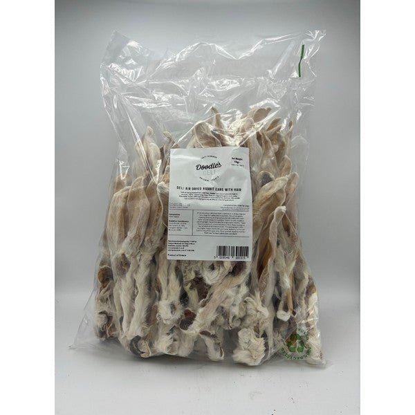 Load image into Gallery viewer, Doodles Deli Air Dried Rabbit Ears with Hair 1kg - Ashurst Equestrian &amp; Country
