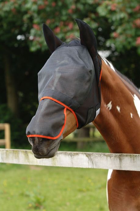 Equilibrium Field Relief Max Fly Mask Black/Orange - Ashurst Equestrian & Country
