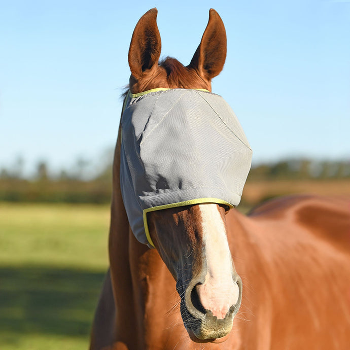 Equilibrium Field Relief Midi Fly Mask No Ears Grey/Yellow - Ashurst Equestrian & Country