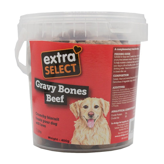 Extra Select Gravy Bones Beef Dog Treats 1 Litre Bucket - Ashurst Equestrian & Country