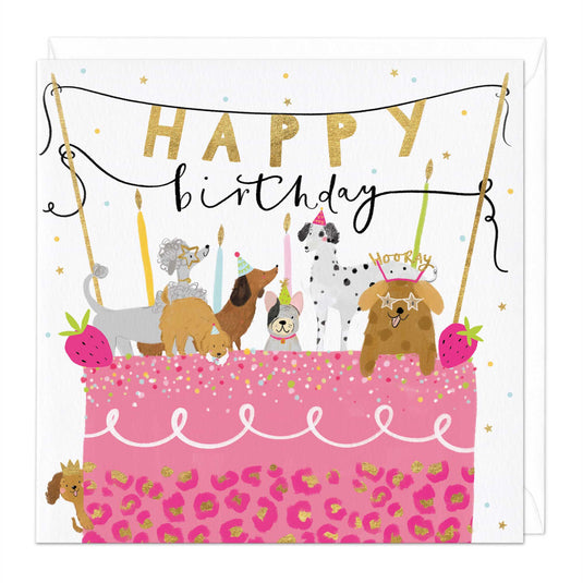 F143 - Party Dogs Cake Topper Birthday Card - Ashurst Equestrian & Country