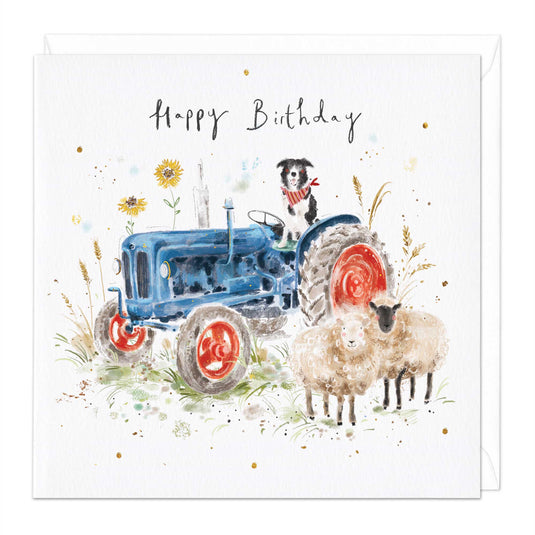 F401 - Sheepdog Tractor Birthday Card - Ashurst Equestrian & Country