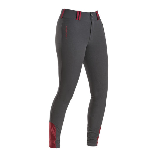 Firefoot Emley Four Way Stretch Breeches Ladies Grey/Merlot - Ashurst Equestrian & Country
