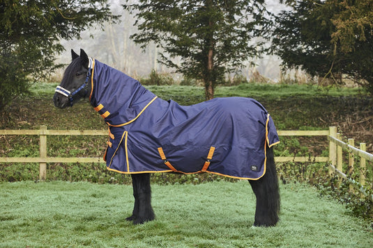 Firefoot Turnout Rug Zero Fill Detachable Neck Navy/Orange - Ashurst Equestrian & Country