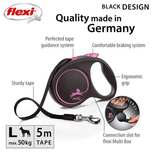 Flexi Black Design L Tape 5m Pink - Ashurst Equestrian & Country