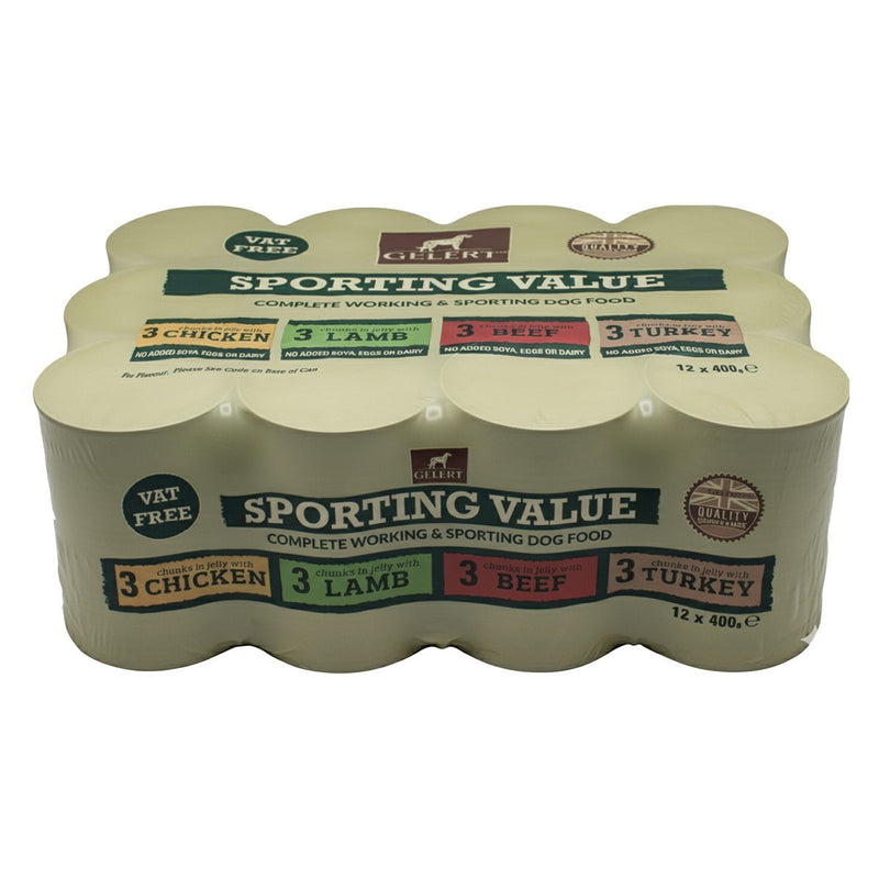 Load image into Gallery viewer, Gelert Sporting Mixed Variety Value Wet Dog Food Tins 12 x 400g - Ashurst Equestrian &amp; Country
