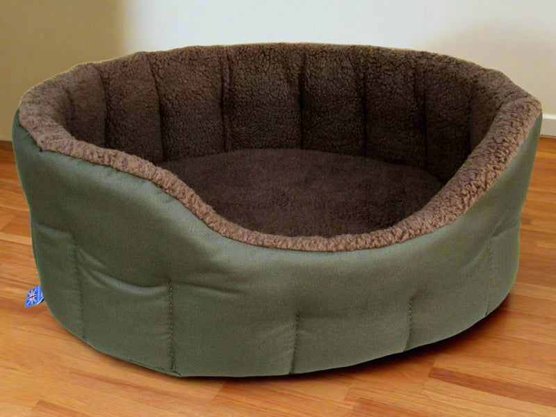 Load image into Gallery viewer, Premium Oval Bolster Style Heavy Duty Fleece Lined Machine Washable Dog Bed
