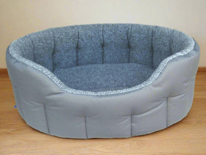 Load image into Gallery viewer, Premium Oval Bolster Style Heavy Duty Fleece Lined Machine Washable Dog Bed
