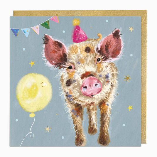 H037 - Party Pig Birthday Card - Ashurst Equestrian & Country