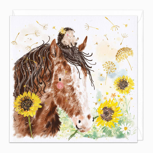 H362 - Friends & Flowers Open Card - Ashurst Equestrian & Country