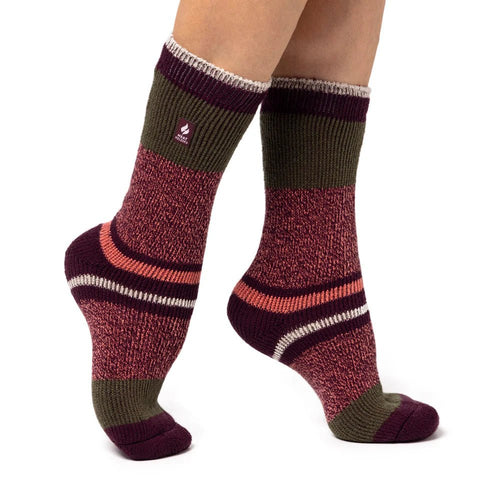 Heat Holder Original Maximum Thickness 2.3 Tog Nia Block Stripe Women's Sock - Ashurst Equestrian & Country