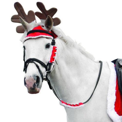 Hy Equestrian Christmas Reindeer Antlers Red/White/Brown - Ashurst Equestrian & Country