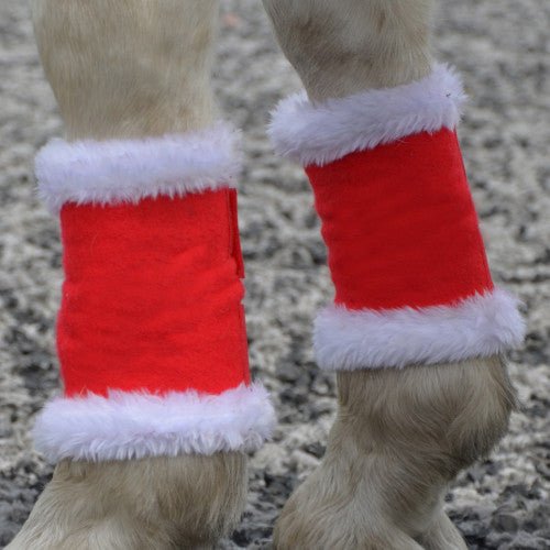 Hy Equestrian Christmas Santa Horse Leg Wraps Red/White - Ashurst Equestrian & Country