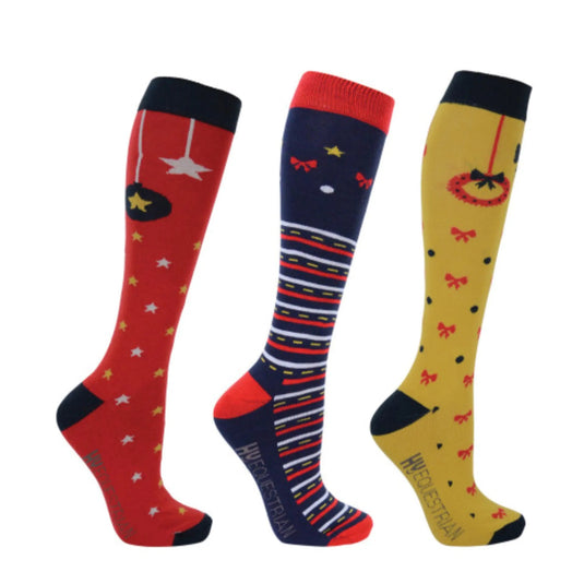 Hy Equestrian Christmasdecorations Socks Navy/Red/Gol - Ashurst Equestrian & Country