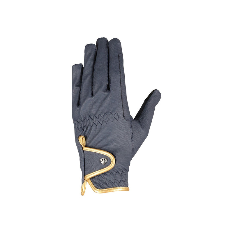 Load image into Gallery viewer, Hy Equestrian Cottenham Elite Riding Gloves Navy/Gold - Ashurst Equestrian &amp; Country
