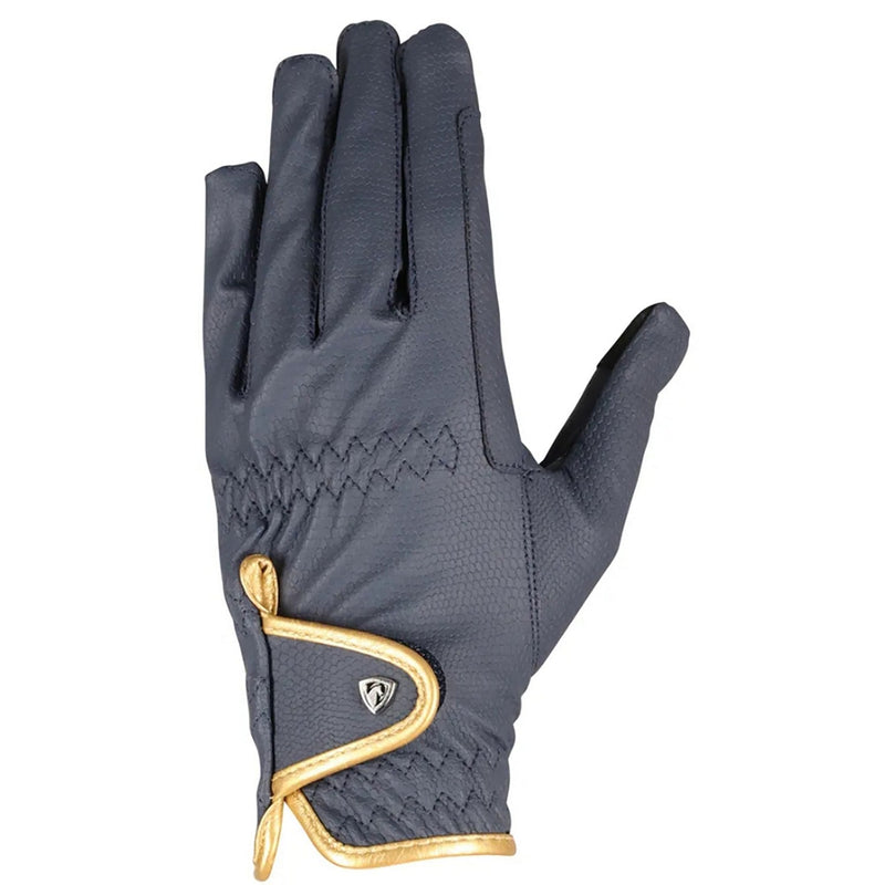 Load image into Gallery viewer, Hy Equestrian Cottenham Elite Riding Gloves Navy/Gold - Ashurst Equestrian &amp; Country
