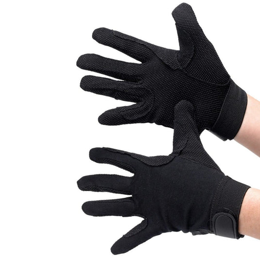 Hy Equestrian Cotton Pimple Palm Gloves Black - Ashurst Equestrian & Country