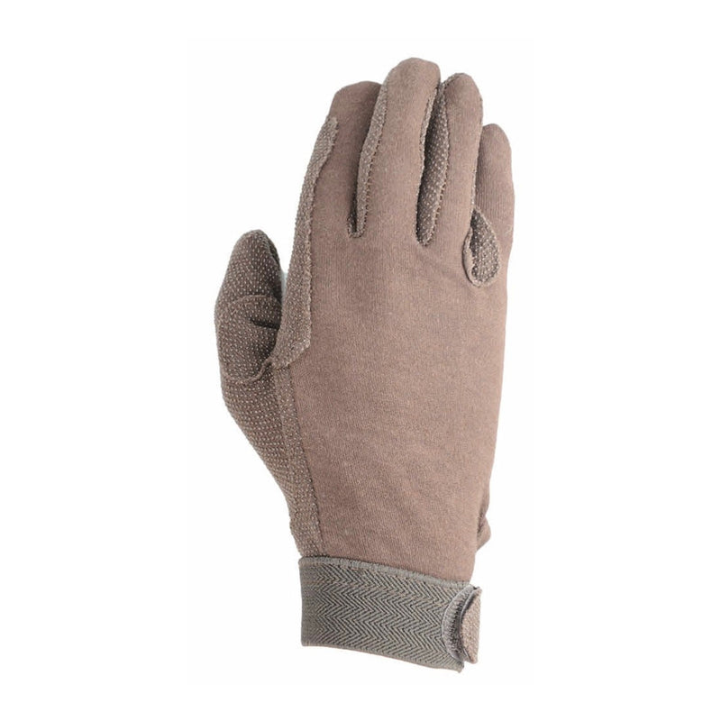 Load image into Gallery viewer, Hy Equestrian Cotton Pimple Palm Gloves Brown - Ashurst Equestrian &amp; Country

