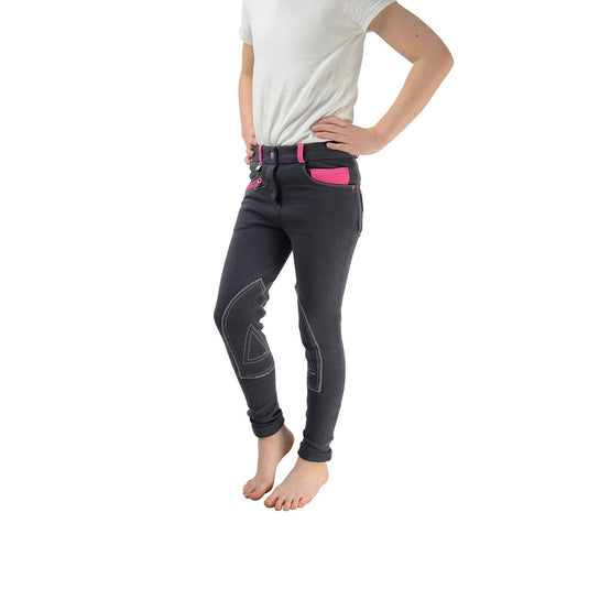 Hy Equestrian Diesel Children's Jodhpurs Navy/Red - Ashurst Equestrian & Country