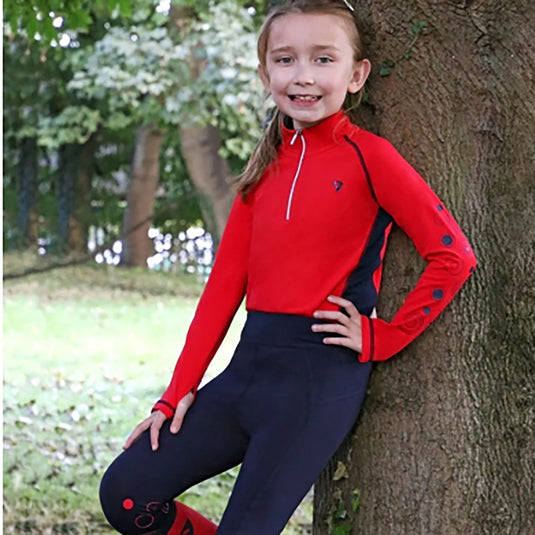 Hy Equestrian Dynamizs Ecliptic Riding Tights Red/Navy - Ashurst Equestrian & Country