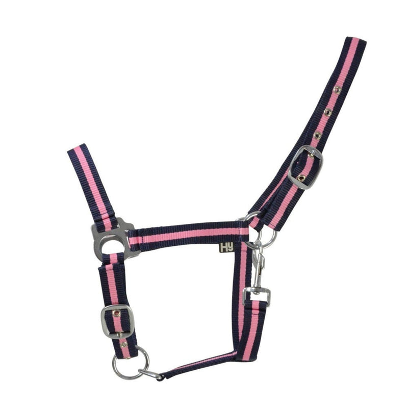 Load image into Gallery viewer, Hy Equestrian Economy Plus Twotone Headcollar Navy/Baby Pink - Ashurst Equestrian &amp; Country
