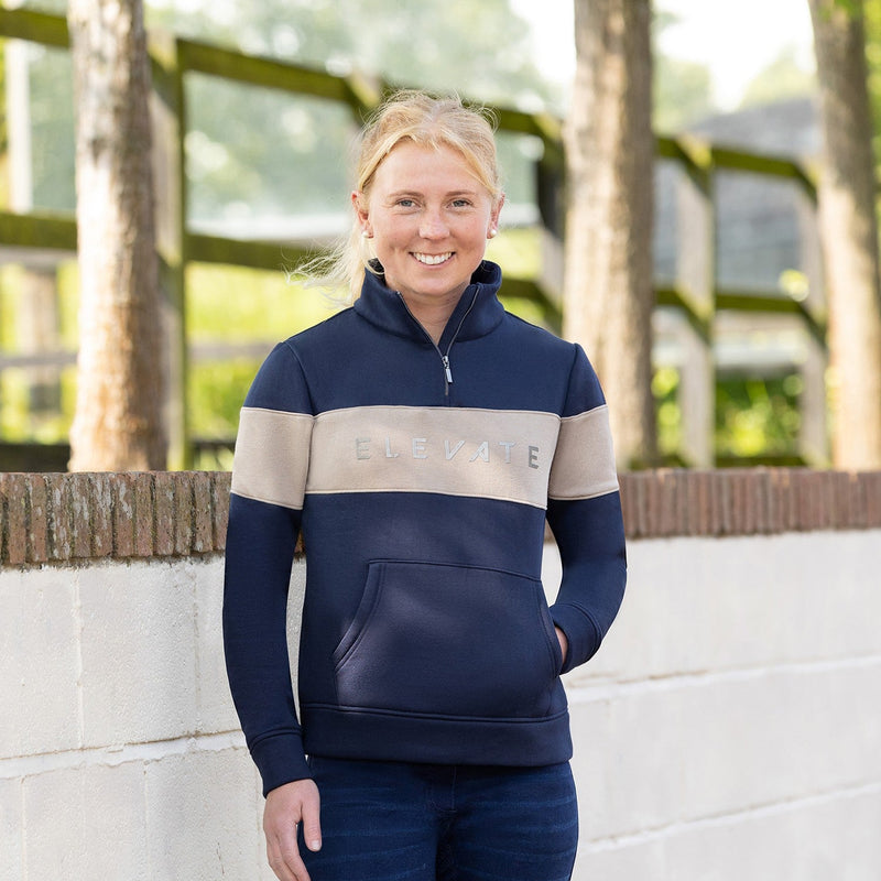 Load image into Gallery viewer, Hy Equestrian Elevate Style Sweatshirt Navy/Fossil - Ashurst Equestrian &amp; Country
