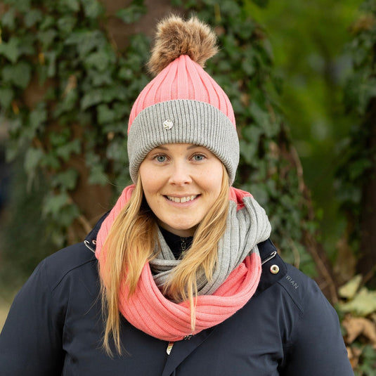 Hy Equestrian Luxembourg Luxury Snood Coral/Charcoal - Ashurst Equestrian & Country