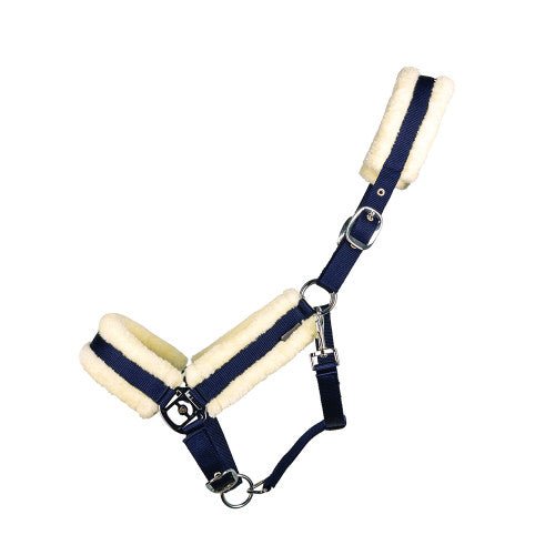 Hy Equestrian Luxury Faux Fur Headcollar Navy - Ashurst Equestrian & Country