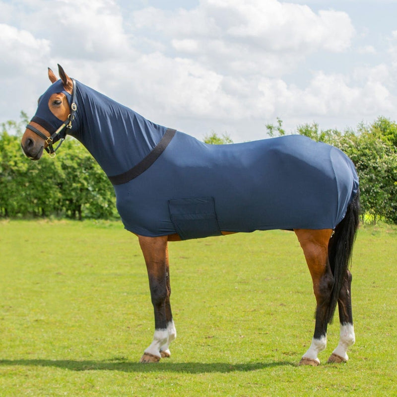 Load image into Gallery viewer, Hy Equestrian Lycra Flex Rug With Belly Flap Navy - Ashurst Equestrian &amp; Country
